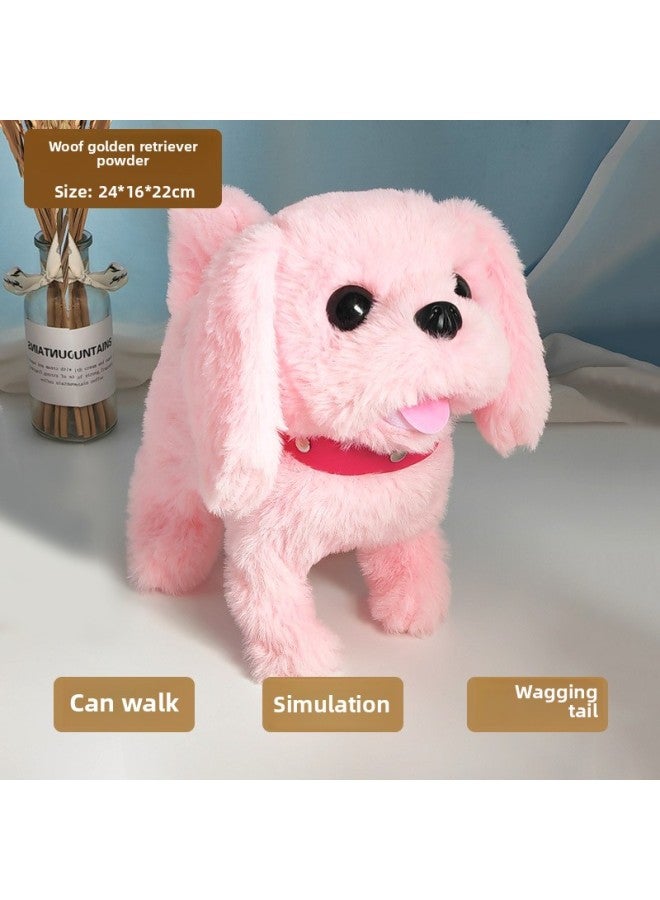 Simulation Stall Toy Sound Electric Dog Plush Big Teddy Puppy Walking Will Nod And Shake Tail Children-Color:Simulation Sound Golden Retriever Powder  - Image 1