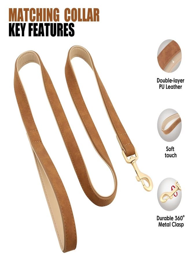 Beirui Soft Padded PU Leather Dog Collar and Leash Set, Durable Dog Leash and Collar Set with Metal Buckle, Breathable Pet Collars with 4FT Leash for Small Dogs（Brown, Neck 11-15" - Image 3