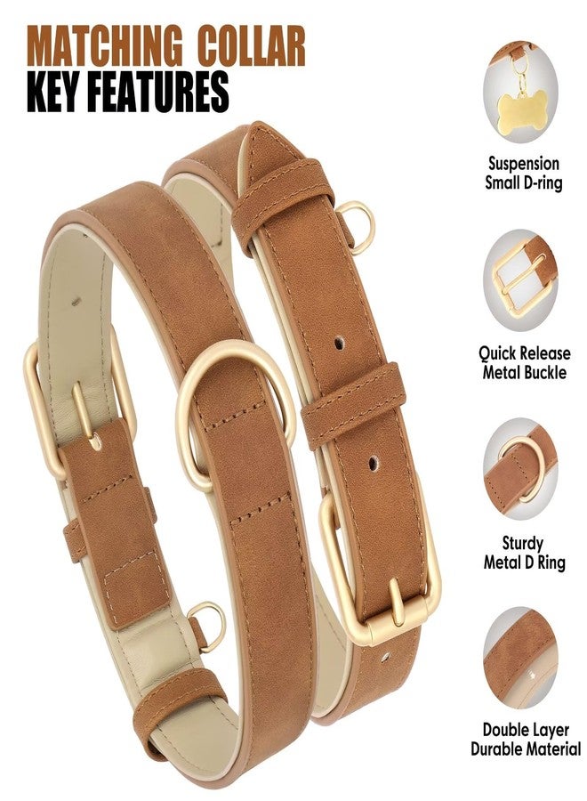 Beirui Soft Padded PU Leather Dog Collar and Leash Set, Durable Dog Leash and Collar Set with Metal Buckle, Breathable Pet Collars with 4FT Leash for Small Dogs（Brown, Neck 11-15" - Image 2