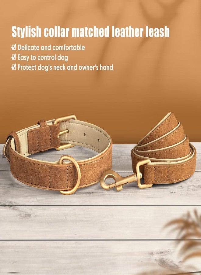 Beirui Soft Padded PU Leather Dog Collar and Leash Set, Durable Dog Leash and Collar Set with Metal Buckle, Breathable Pet Collars with 4FT Leash for Small Dogs（Brown, Neck 11-15" - Image 4