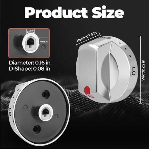 Funmit Upgraded DG64-00473A Stove Knobs for Samsung Oven Stainless Steel Gas Range Knobs Replacement NX58F5700WS NX58H5600SS NX58H5650WS NX58J7750SS, 5 Pack - Image 4