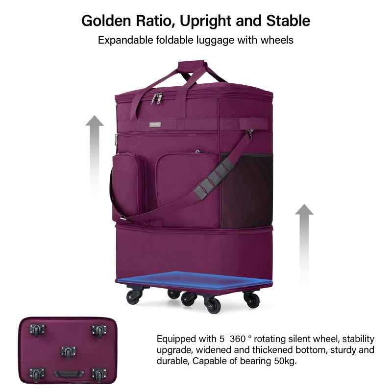 Hanke Expandable Large Suitcase 4 Wheels Lightweight Collapsible,Foldable Suitcases &Travel Bags Hand Luggage Extend 20/24/28 inch Suitcases Duffel Bag Without Telescopic Handle for Men & Women - Image 3
