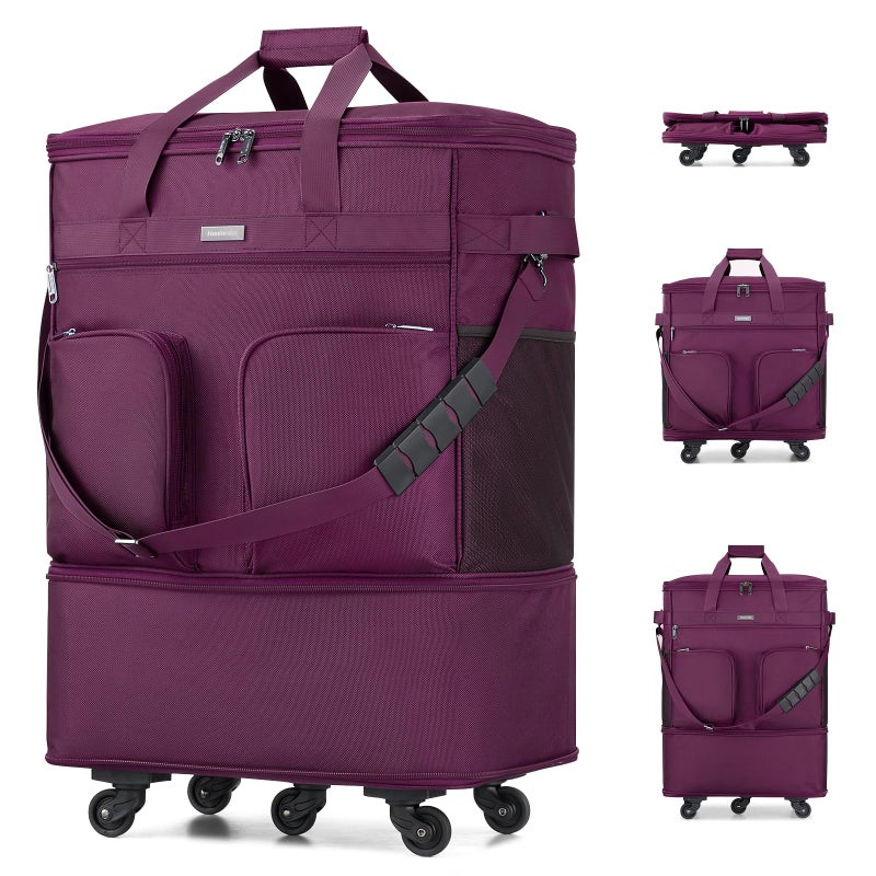Hanke Expandable Large Suitcase 4 Wheels Lightweight Collapsible,Foldable Suitcases &Travel Bags Hand Luggage Extend 20/24/28 inch Suitcases Duffel Bag Without Telescopic Handle for Men & Women - Image 1