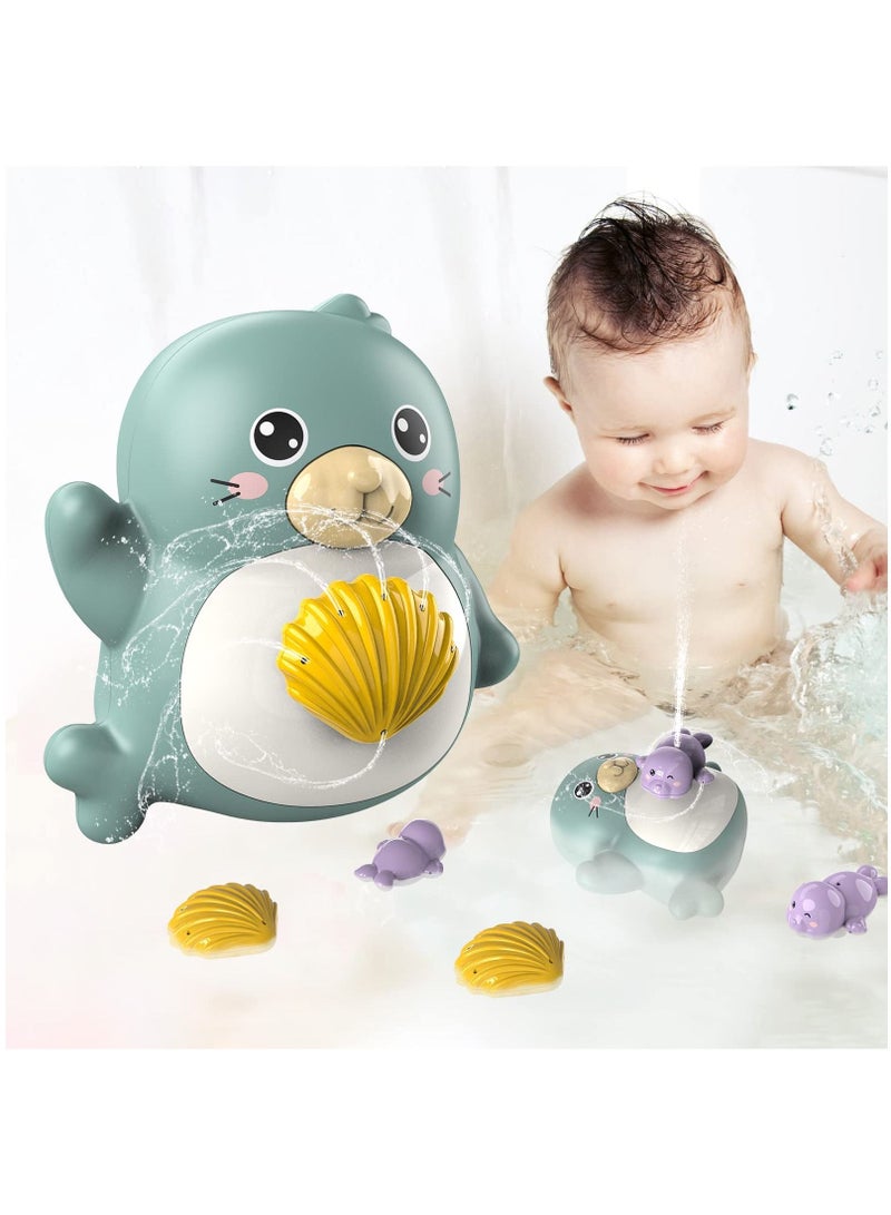 واي آند دي Baby Bath Toys, for 1 2 3 Year Old Boys Girls, Waterproof Water Spray Swimming Pool Toy, Tub Toys Toddler Bathroom Shower 0-6 12 Months Bathtime Gift , Cute Seal - Image 1