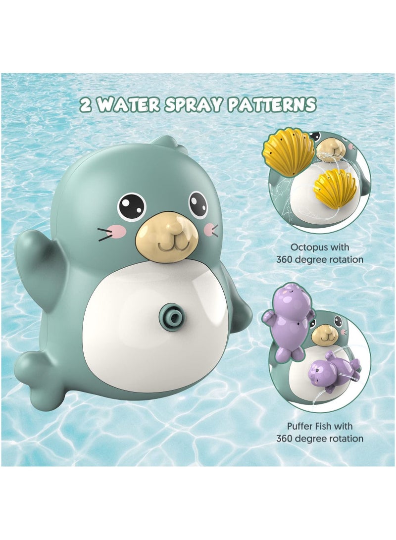 واي آند دي Baby Bath Toys, for 1 2 3 Year Old Boys Girls, Waterproof Water Spray Swimming Pool Toy, Tub Toys Toddler Bathroom Shower 0-6 12 Months Bathtime Gift , Cute Seal - Image 5