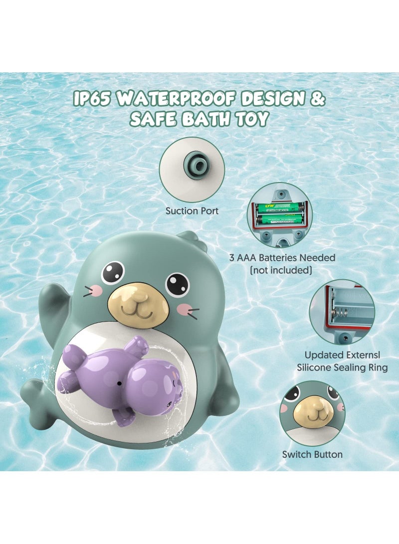 واي آند دي Baby Bath Toys, for 1 2 3 Year Old Boys Girls, Waterproof Water Spray Swimming Pool Toy, Tub Toys Toddler Bathroom Shower 0-6 12 Months Bathtime Gift , Cute Seal - Image 2