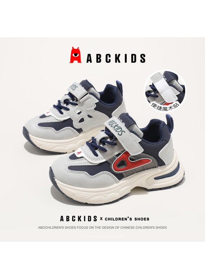 Abc Kids Kids Running Shoes Four Seasons Leather Thick Sole Boys Casual Shoes Sy533603666py Blue Red Size 30 - Image 1
