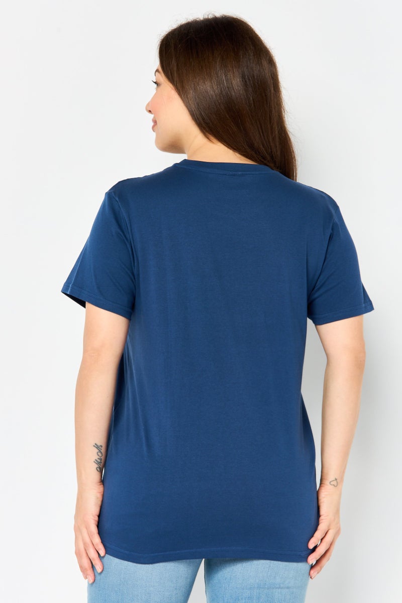 Hello Kitty Women Crew Neck Short Sleeve Graphic Print T-Shirt, Blue - Image 4