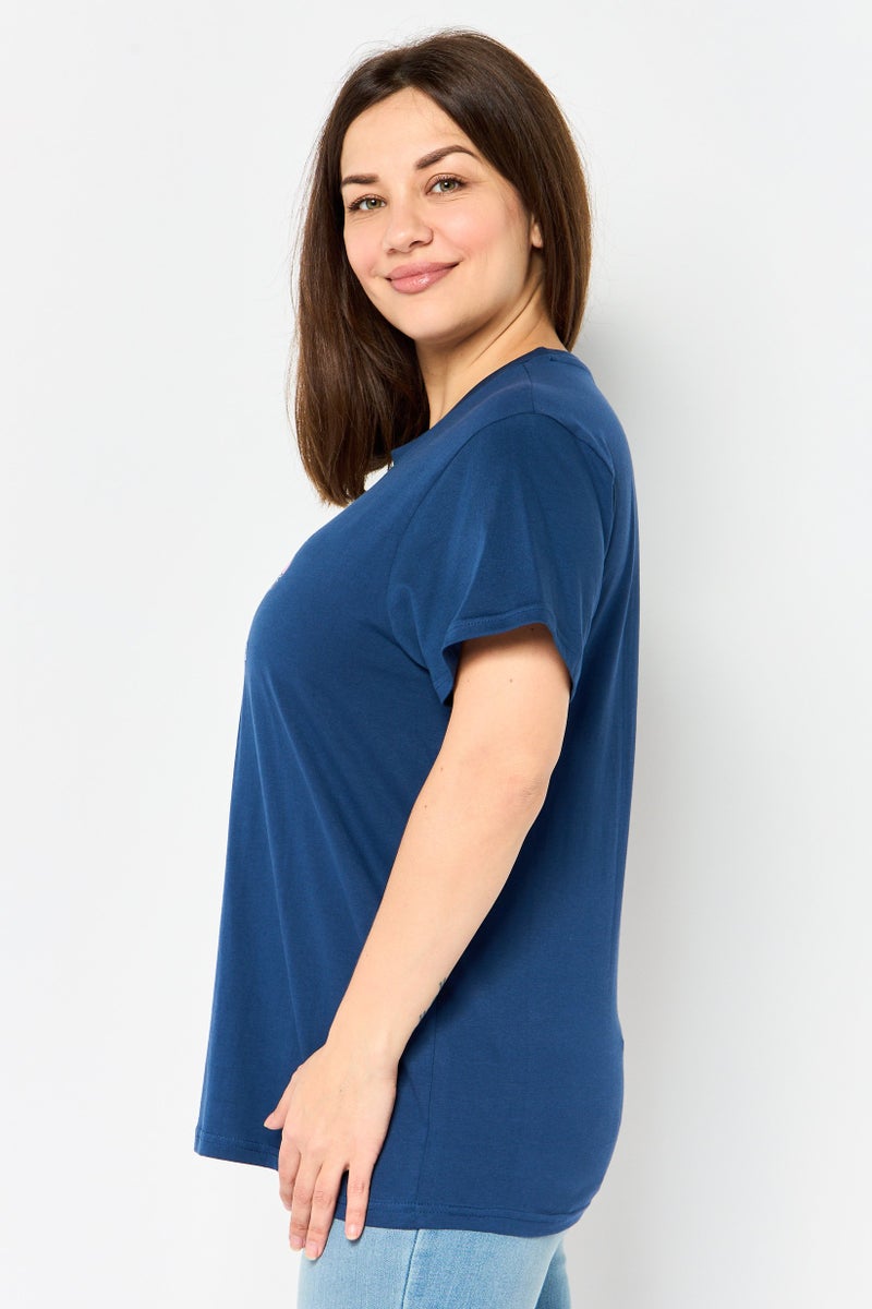 Hello Kitty Women Crew Neck Short Sleeve Graphic Print T-Shirt, Blue - Image 3