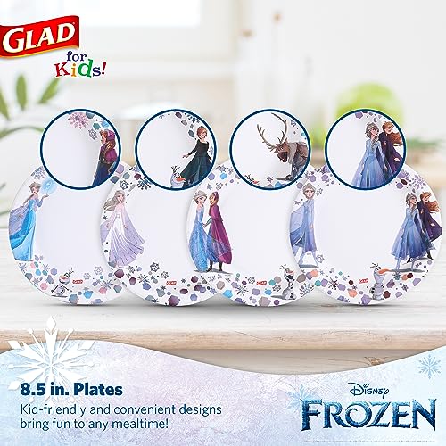 Glad for Kids Disney Frozen Disposable Paper Plates Anna and Elsa Heavy Duty SoakProof Microwavable KidFriendly Character Plates for Everyday Meals 85 inch 40 Count - Image 3