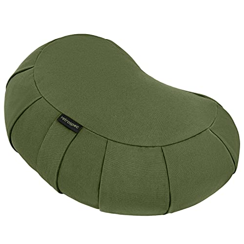 Retrospec Sedona Zafu Meditation Cushion with Buckwheat Hull Fill - Adjustable Yoga & Pilates Equipment Support - 17in Crescent Cotton Cover - Image 1