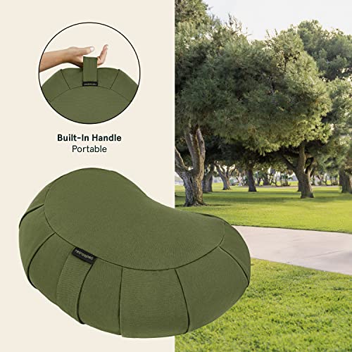 Retrospec Sedona Zafu Meditation Cushion with Buckwheat Hull Fill - Adjustable Yoga & Pilates Equipment Support - 17in Crescent Cotton Cover - Image 3