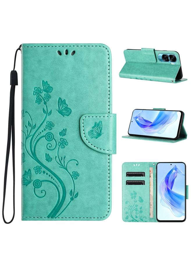 Zaboon Case For Honor 90 Lite Butterfly Flower Pattern Flip Leather Phone Case - Image 1