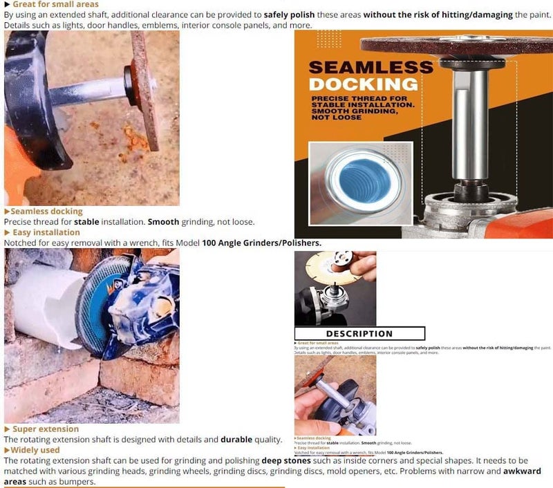 DIY Crafts Pack of 4 Sets, DIY Crafts 4"-M14 Extension Shaft+6 Pieces Nylon Bristle Brush Rotary for Rotary Polisher,Car Polisher,Polishing Pads,Backing Plate,Suck (Pack of 4 Sets, DIY Crafts) - Image 5