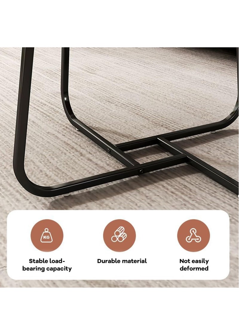 XiuWoo Coffee Table Set of 2, Wood Round End Table Side Tables, Nesting Table Modern Side Table,Medium Density Fiberboard and Metal Frame,Sturdy and Easy Assemblyfor Living Room Bedroom Office Balcony Yard,Black+White 50CM+70CM  - Image 4