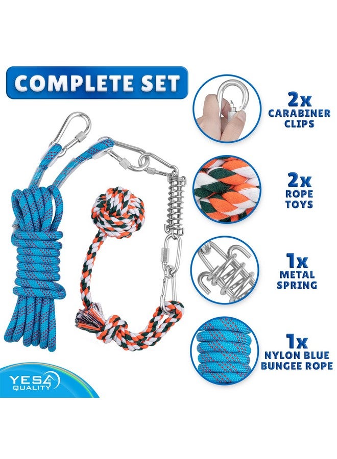 يس فور كواليتي لعبة حبل معلق للكلاب في الهواء الطلق، لعبة حبل شد الأشجار التفاعلية باللون الأزرق مع مجموعة زنبرك معدني و2 لعبة حبل، معدات تمرين شديدة التحمل للكلاب المتوسطة والكبيرة، ألعاب شد الحبل للكلاب - Image 5