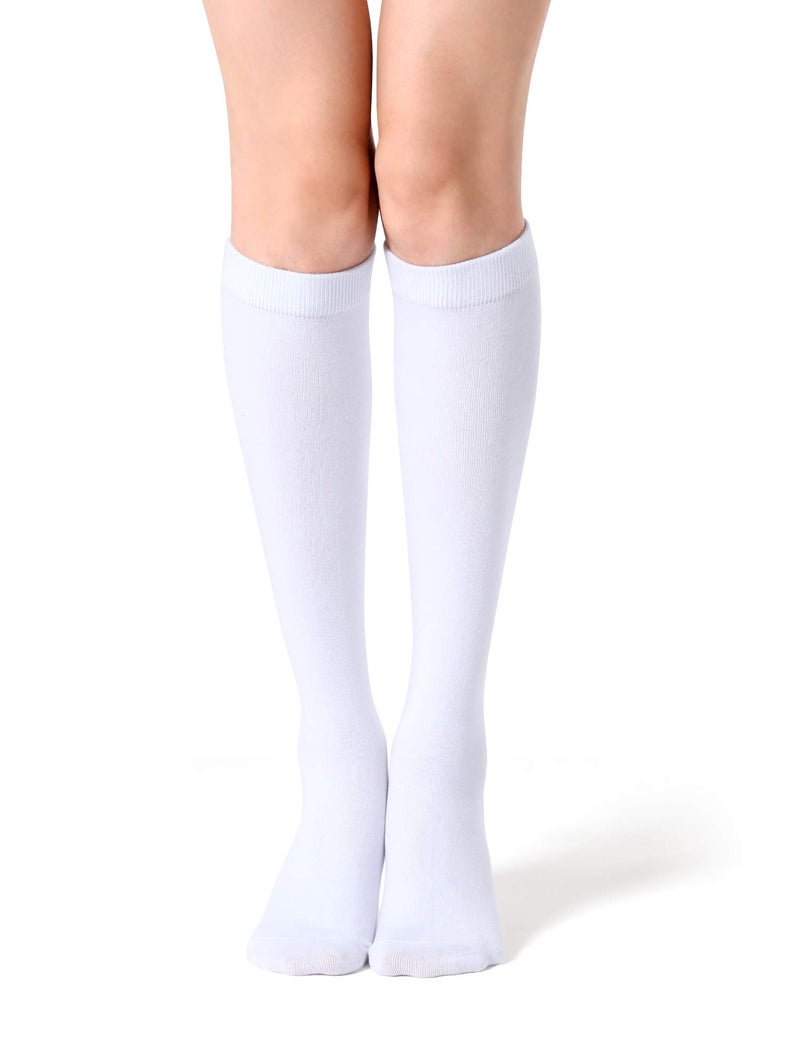 FITRELL 4 Pack Women's Knee High Socks Outdoor Sports Athletic Socks Casual Tube, White - Image 2