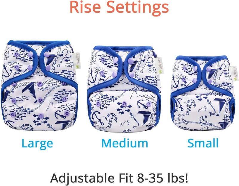 OsoCozy One Size Cloth Diaper Covers - Adjustable Snap Fit & Double Leg Gussets for Baby Boys & Girls from 8-35 Pounds. Use with Prefold, Flat or Fitted Cloth Diapers or Snap-in Inserts. - Image 2