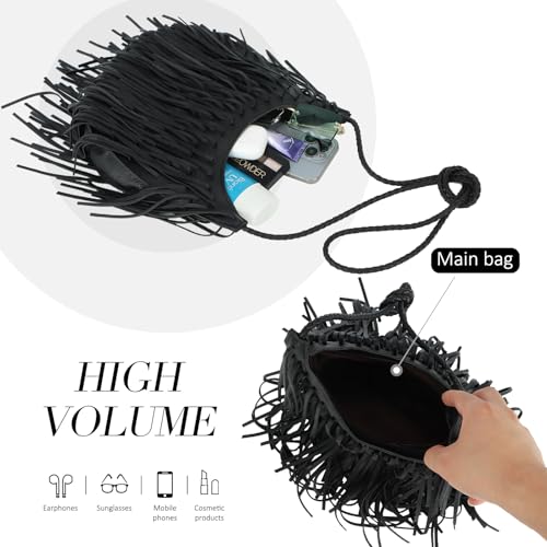Fecialy Vintage Fringe Hobo Bags for Women Vegan Leather Tassel Crossbody Bag Western Hippie Shoulder Bag - Image 4