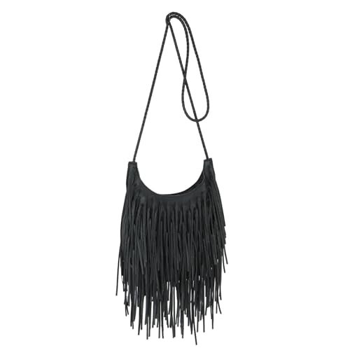 Fecialy Vintage Fringe Hobo Bags for Women Vegan Leather Tassel Crossbody Bag Western Hippie Shoulder Bag - Image 1
