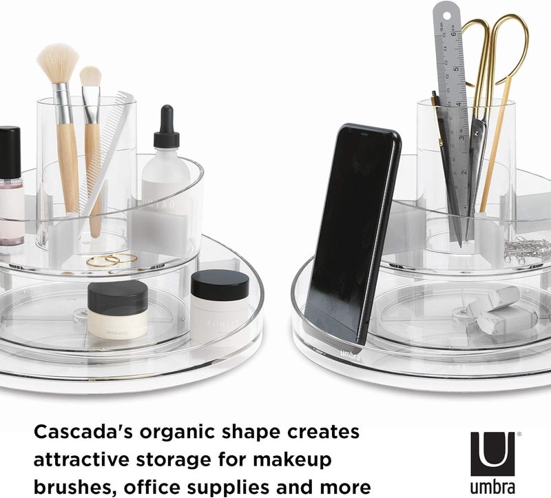 UMBRA Cascada Rotating Cosmetics Organizer, Clear - Image 3