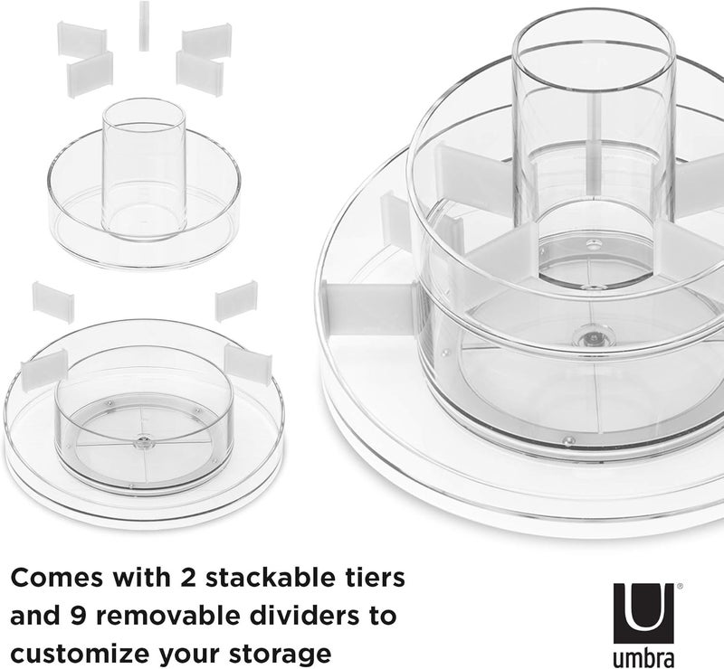 UMBRA Cascada Rotating Cosmetics Organizer, Clear - Image 4