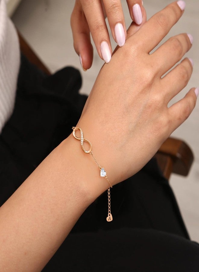 CDE Rose Gold Initial Heart Infinity Bracelets for Women Adjustable Dainty Letter Alphabet Charm Jewelry Birthday Gifts for Women Her Girlfriend Mom Wife (Rose Gold Initial A) - Image 2
