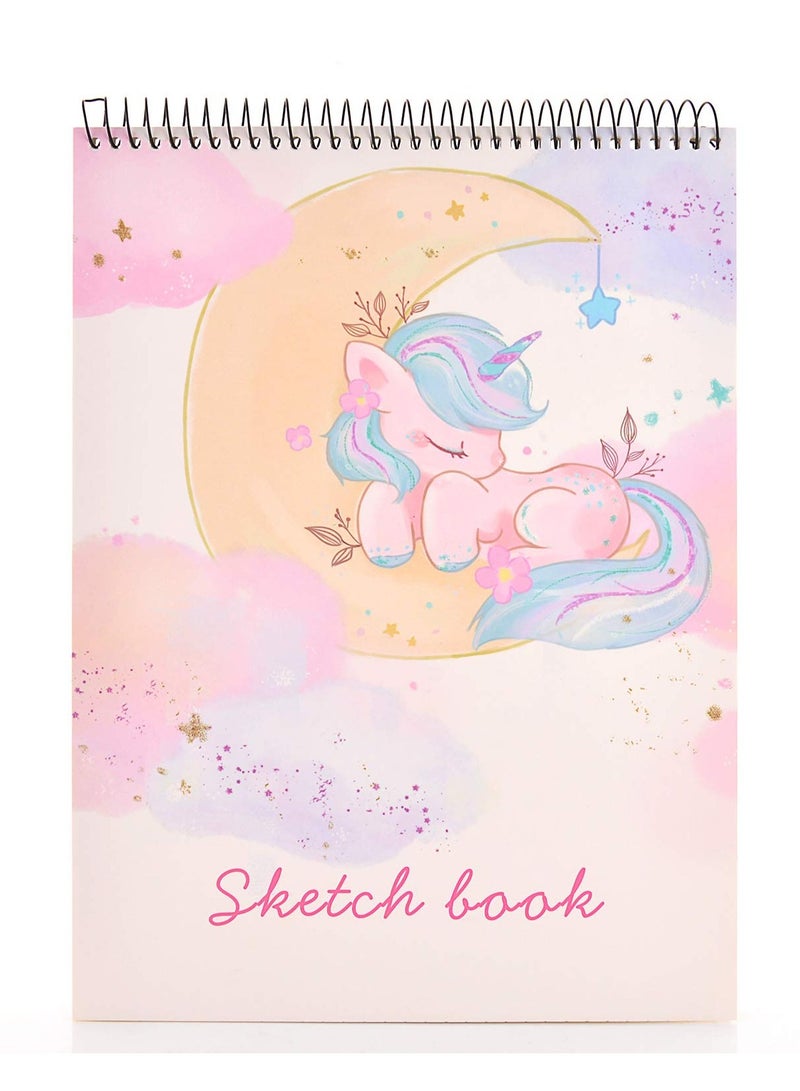 KASTWAVE Sketch Book, 8”X11.5” 100 Pages(110gsm), Spiral Bound Artist Sketch Pad, Durable Acid Free Drawing Paper for Drawing, Painting, Sketching or Doodling, Pink Cover, White Paper - Image 1