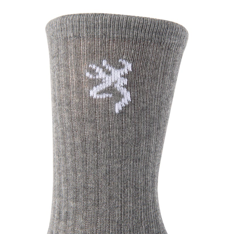 Browning Mens Socks, 3-pack Everyday Crew (Heather Gray / Heather Gray / Heather Gray), Large US - Image 2