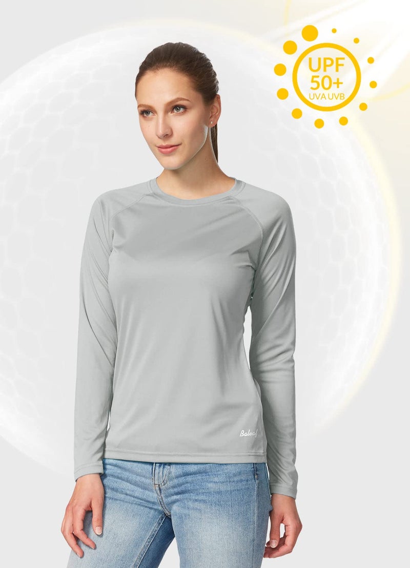 baleaf Women's Rash Guard Long Sleeve UPF 50+ Sun Shirts Lightweight Quick Dry Fishing Tops UV Protection Rashguard Swimsuit Swimwear Grey Size M - Image 2