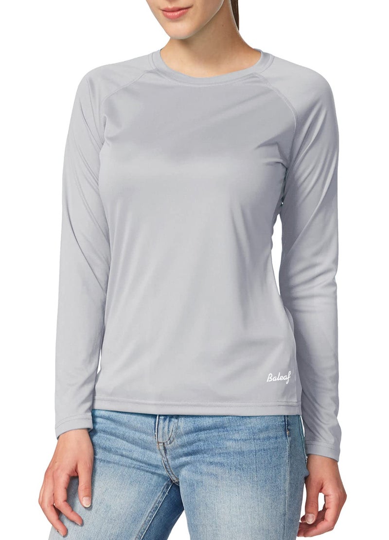 baleaf Women's Rash Guard Long Sleeve UPF 50+ Sun Shirts Lightweight Quick Dry Fishing Tops UV Protection Rashguard Swimsuit Swimwear Grey Size M - Image 1