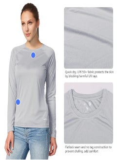 Baleaf BALEAF Women's Hiking Shirts, UPF 50+ UV Shirts Long Sleeve, Sun Protection Lightweight Quick Dry Tops for Fishing Outdoor Grey Size M  - Image 3