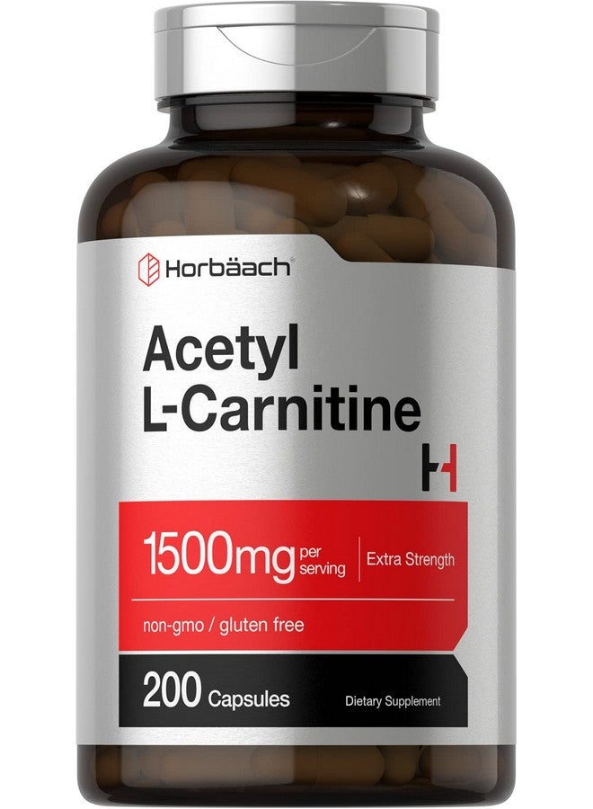 Horbäach Acetyl L-Carnitine 1500mg | 200 Capsules | Extra Strength Supplement | Non-GMO & Gluten Free - Image 1