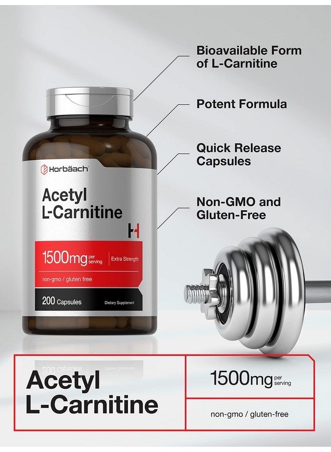 Horbäach Acetyl L-Carnitine 1500mg | 200 Capsules | Extra Strength Supplement | Non-GMO & Gluten Free - Image 3