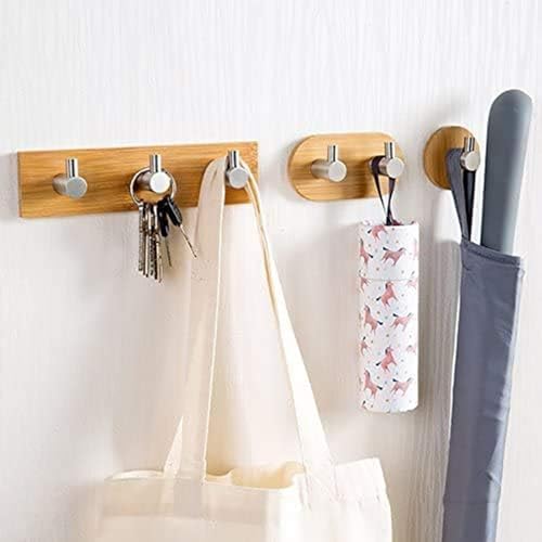 HEXONIQ® Self Adhesive Wood Hooks for Robe Bath Towel, Wooden Adhesive Coat Key Hooks Heavy Duty Wall Door Hooks, Sticky Hooks for Hanging (Triple, Pack of 2) - Image 3
