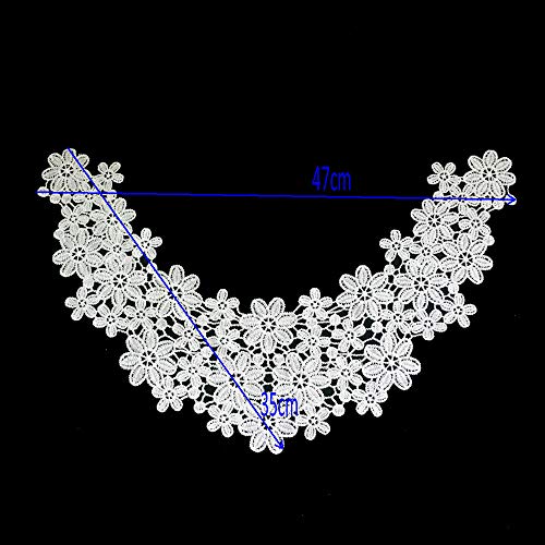 ZALALAA White Embroidered Lace Neckline Collar Floral Brown Leaf Applique Patches Scrapbooking Embossed Sewing (Style A) - Image 5