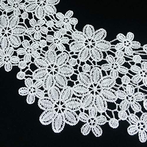 ZALALAA White Embroidered Lace Neckline Collar Floral Brown Leaf Applique Patches Scrapbooking Embossed Sewing (Style A) - Image 3