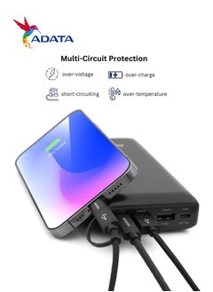 ADATA Power Bank C20 | 20,000 mAh | USB Type-C and Type-A | Multi-Circuit Protection | Compatible with iPhone, Samsung, iPad, and More | Black  - Image 5