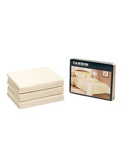 Cannon 3-Piece Machine Washable High Quality Queen Fitted Sheet Set Cream 6 x 30 x 25 cm CN Q3PCFTDT300-CRMD 