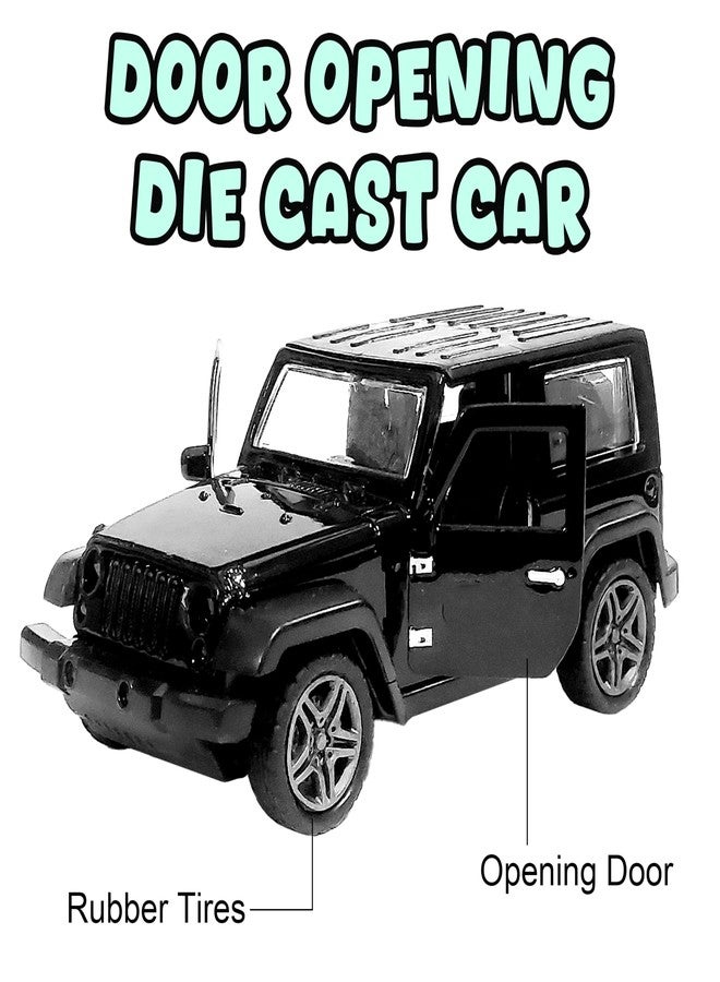 VGRASSP 1:32 Scale Mini Die Cast Thar Style Pull Back Action Car Toy for Kids with Rubber Tires, Realistic Design Openable Doors - Off-Road Scale Model - Color As Per Stock - Image 5