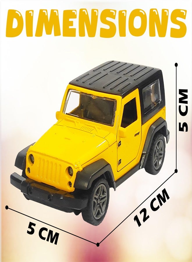 VGRASSP 1:32 Scale Mini Die Cast Thar Style Pull Back Action Car Toy for Kids with Rubber Tires, Realistic Design Openable Doors - Off-Road Scale Model - Color As Per Stock - Image 3