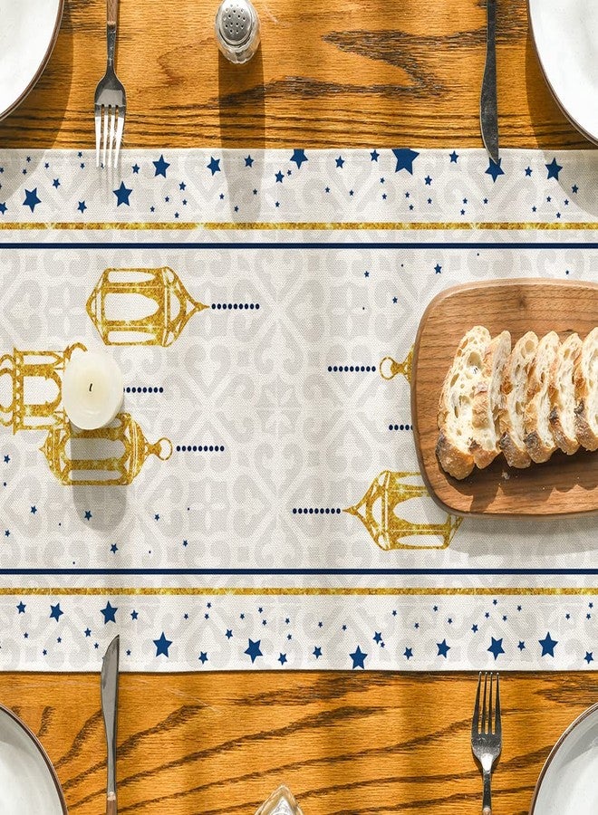Artoid Mode White Moon Star Gloden Ramadan Table Runner, Seasonal Summer Holiday Kitchen Dining Table Decoration for Home Party Decor 13 x 72 Inch - Image 3