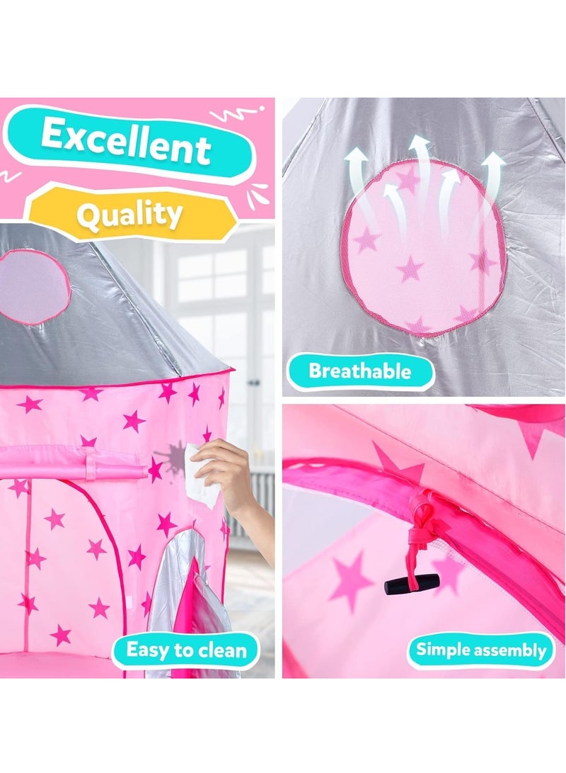 ميكسد 3 قطع من خيمة لعب الأطفال للأطفال مع حلقة كرة سلة وحفرة كروية ونفق زحف وخيام للأميرة للأطفال الصغار وألعاب بيت اللعب وورلد بيبي ستار ، منزل ألعاب داخلي خارجي للأولاد والبنات ، هدايا مثالية للأطفال بال - Image 4