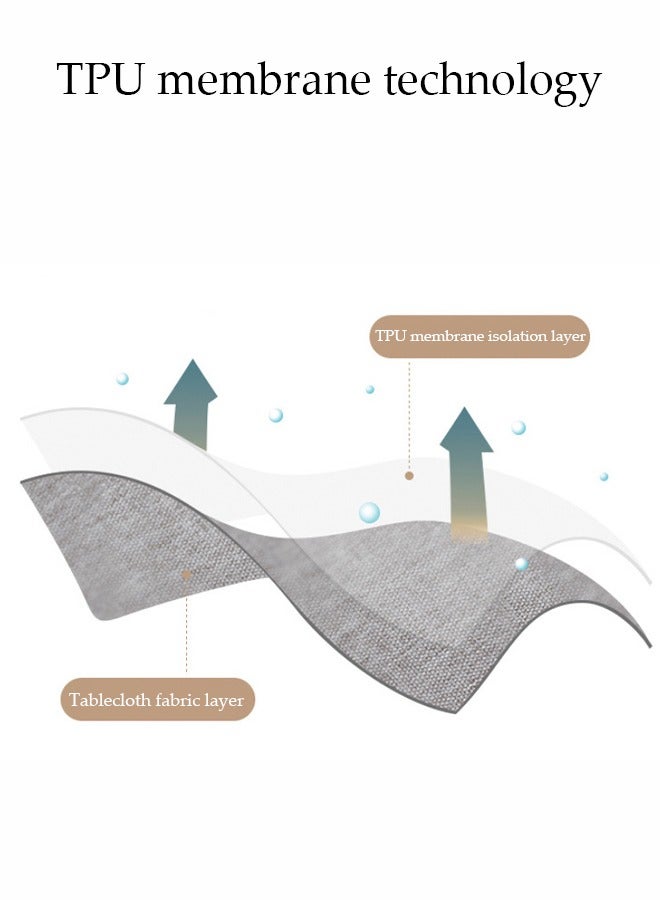 DUNISO مفرش طاولة دائري من القطن والكتان مع طلاء TPU بلون موحد، مقاوم للاهتراء، مضاد للغبار، مقاوم للماء والزيت، مناسب للمطبخ، المطعم، المنزل، الشرفة، التخييم، الدراسة، 110 سم * 110 سم - Image 3