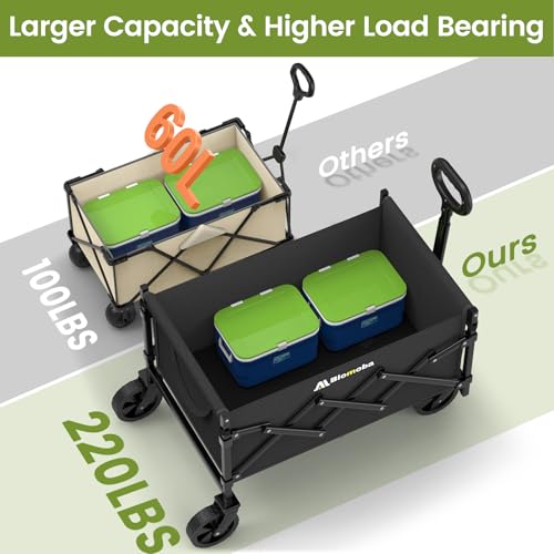 Blomoba Collapsible Wagon with Wheels 220 lbs Wagons Carts Foldable Wagon Cart with Flexible Handle Lightweight Portable Folding Utility Grocery Shopping Cart for Grocery Sports Garden Camping - Image 3