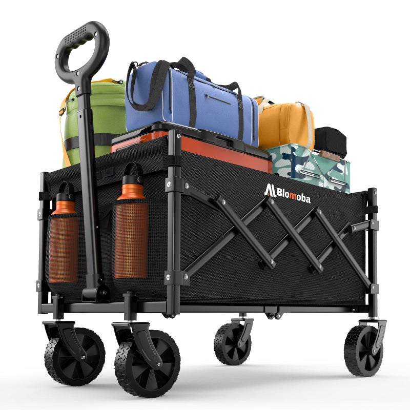 Blomoba Collapsible Wagon with Wheels 220 lbs Wagons Carts Foldable Wagon Cart with Flexible Handle Lightweight Portable Folding Utility Grocery Shopping Cart for Grocery Sports Garden Camping - Image 2