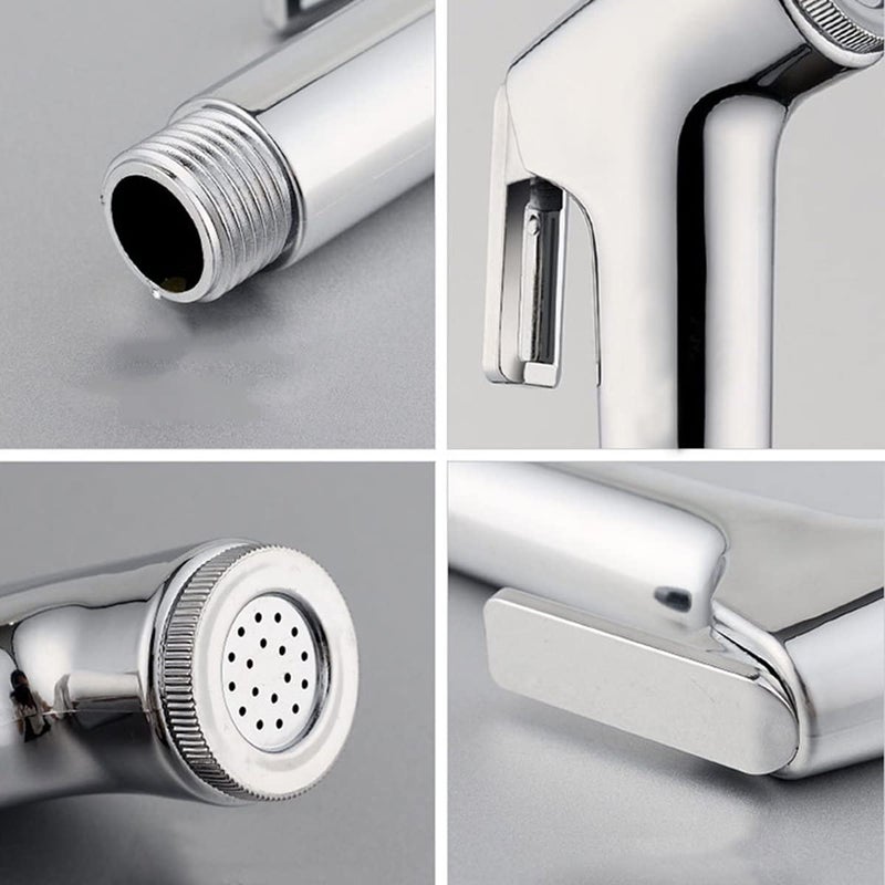 BATH GURU ABS Shattaf Handheld Health Faucet Set Toilet Wash Bidet Jet Spray Gun Shower Head (Chrome Plated) Pack of 2 - Image 2