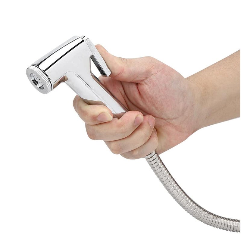 BATH GURU ABS Shattaf Handheld Health Faucet Set Toilet Wash Bidet Jet Spray Gun Shower Head (Chrome Plated) Pack of 2 - Image 3
