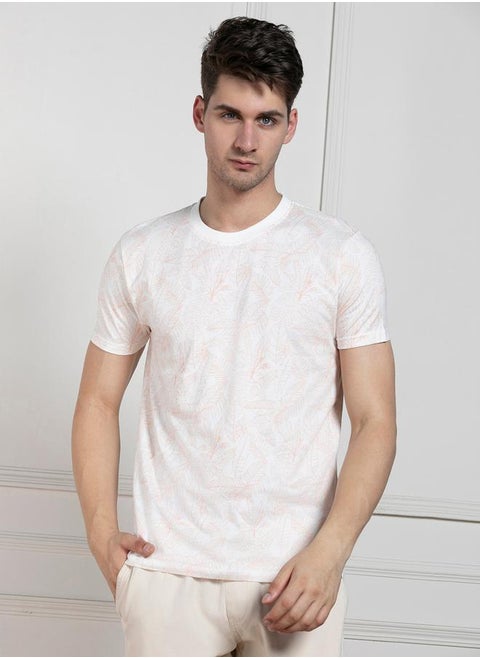 Regular Fit All Over Leaf Print T-Shirt by Styli