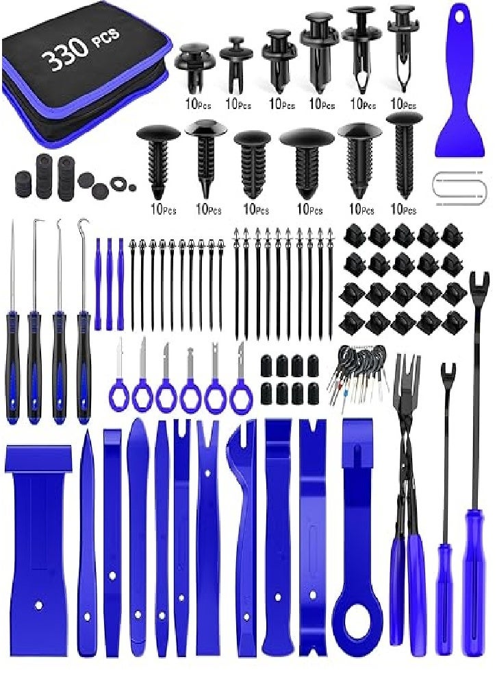 330pcs Trim Removal Tools, Auto Push Pin Bumper Retainer Clip Set, Fastener Terminal Removal Tool, Adhesive Wire Clip Pry Kit, Auto Panel Radio Removal Auto Clamps - Image 1
